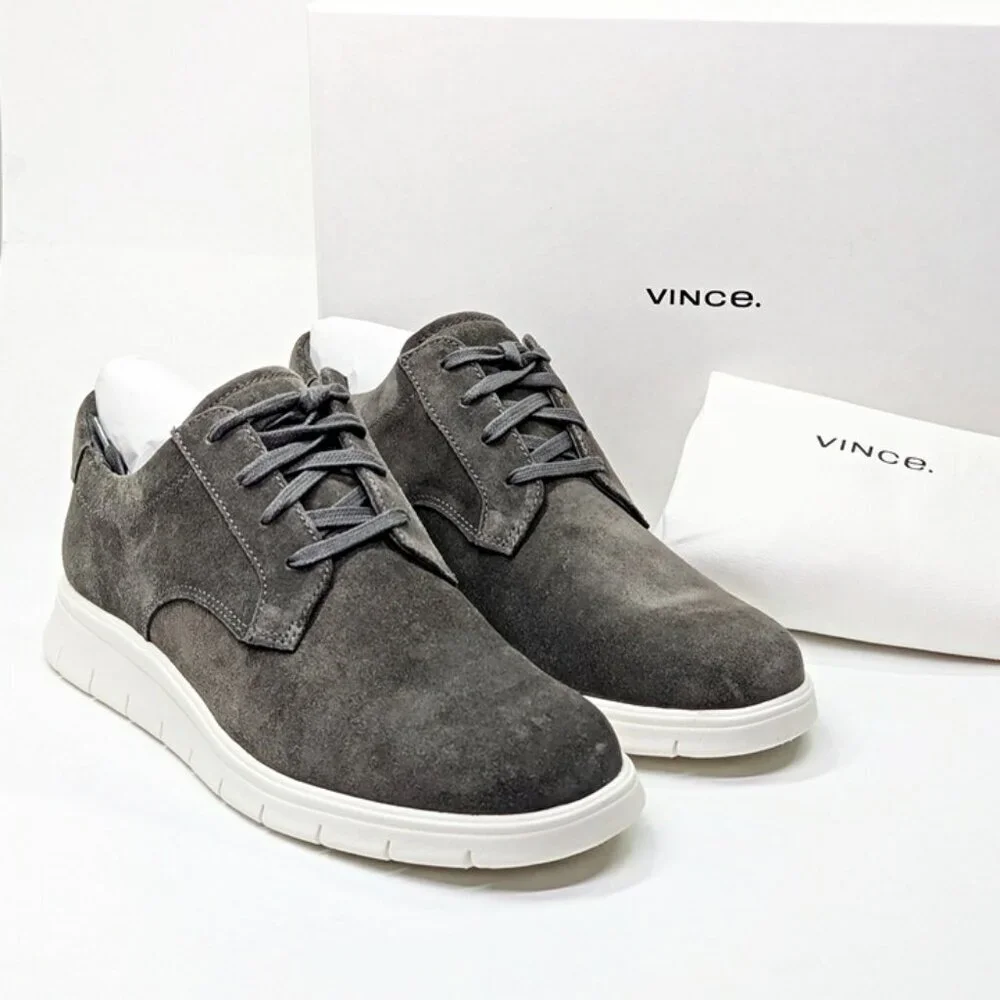 Vince Men's Stephen Low-Top Sneakers Graphite Suede Size 9 (MSRP $225)